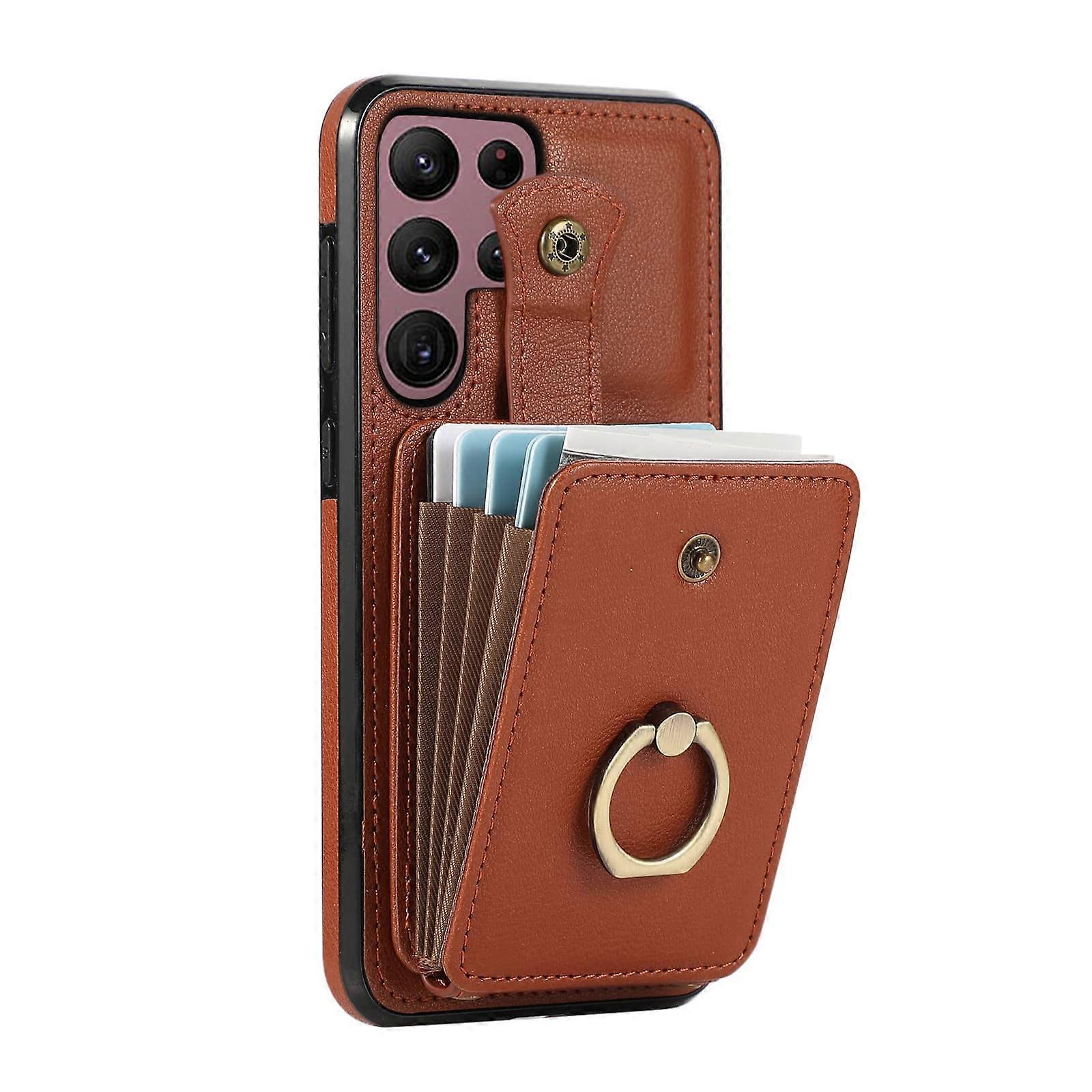 For Samsung Galaxy S22/S21/S20 Ultra/Note 10/20 Ultra/S20 FE/S10 Case Wallet with Card Holder, 360°Rotation Finger Ring Holder