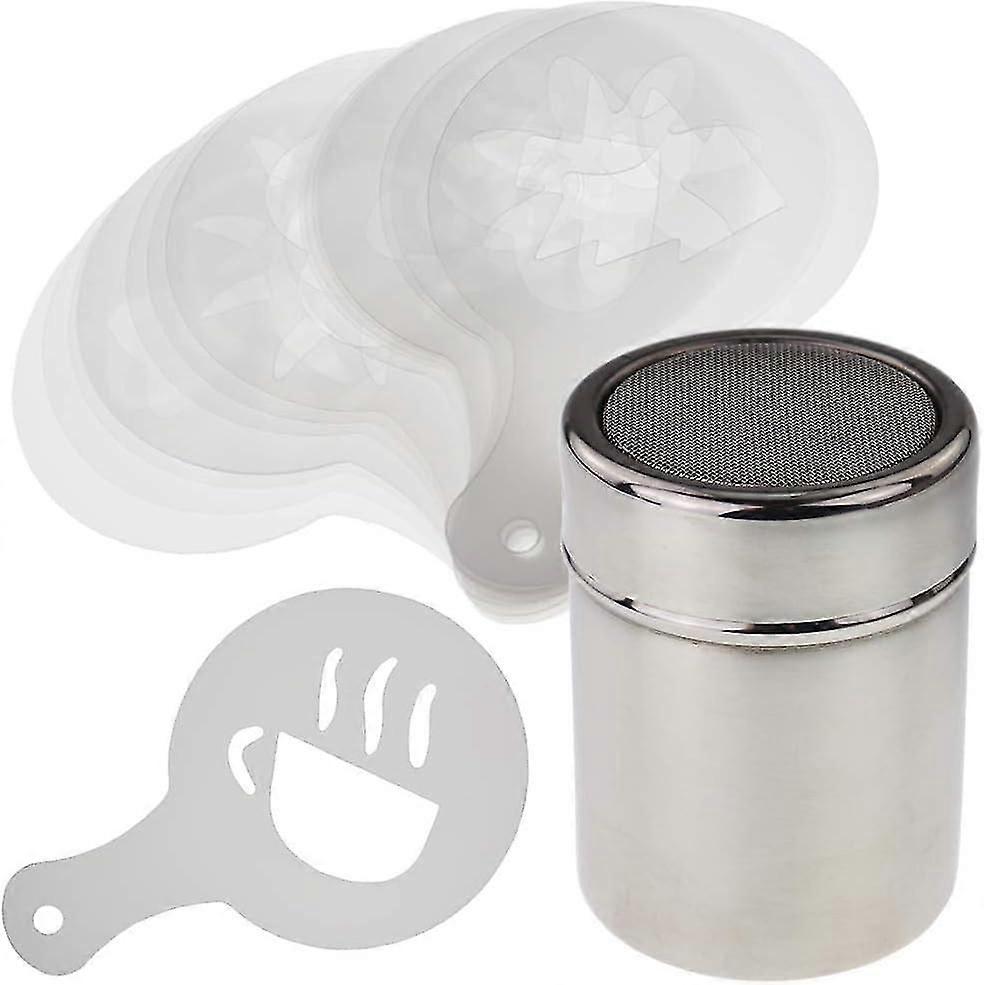 New ModelsChocolate Shaker With 16 Piece Coffee Stencils Set