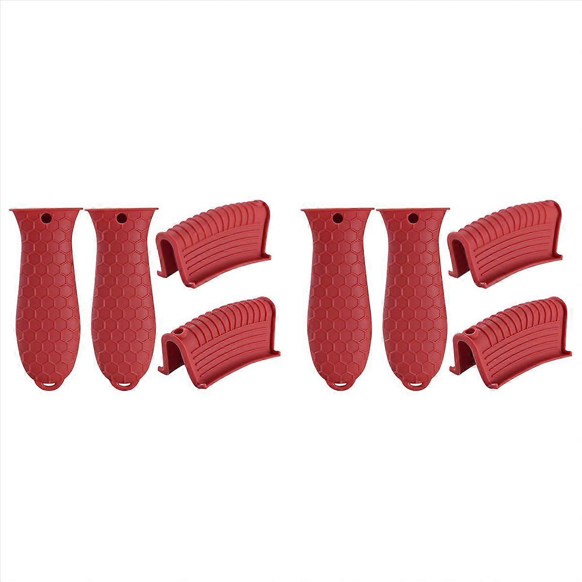 Silicone Hot Handle Holders Cover Cast Iron Skillet Handle -Red