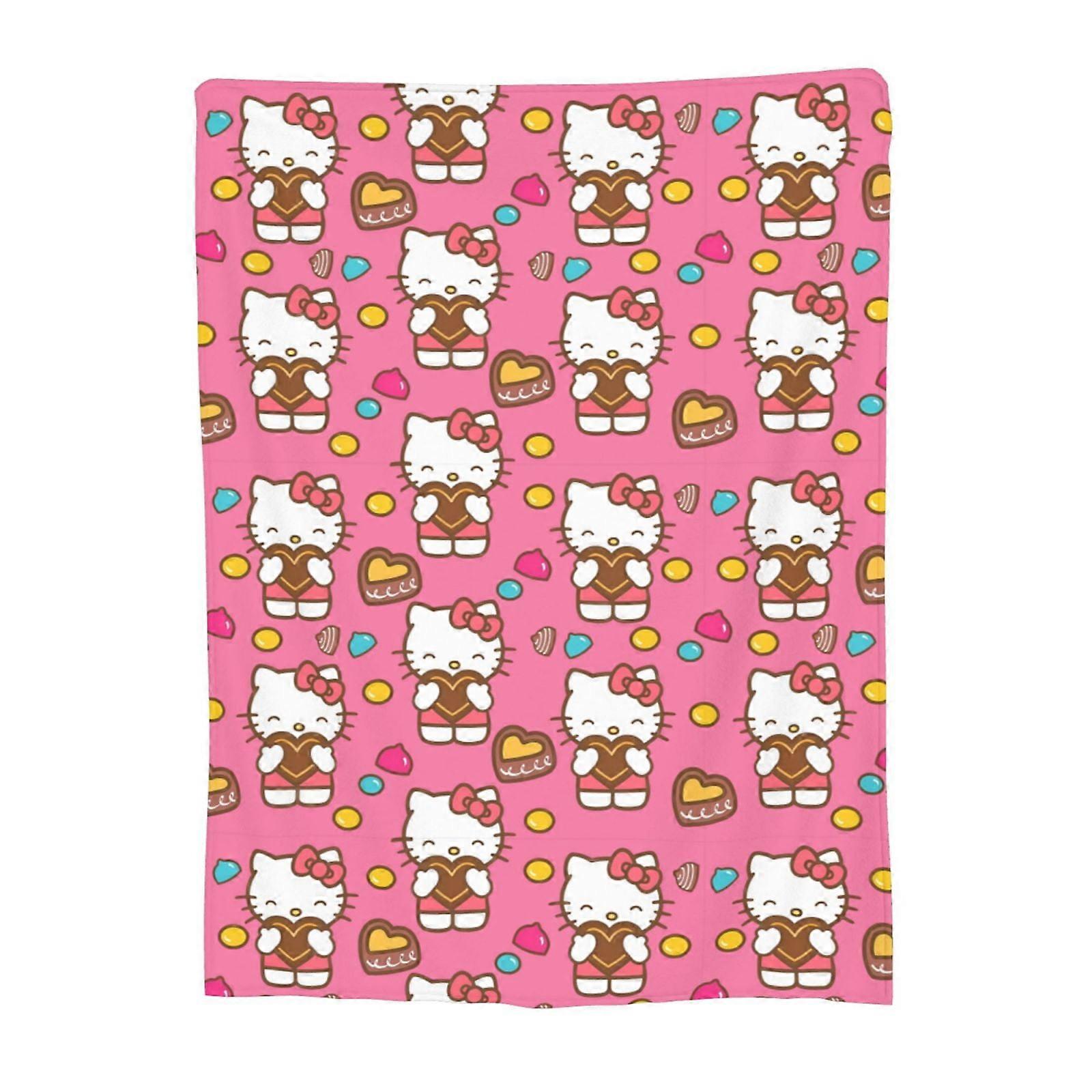 Hello Kitty flannel blanket 50"x40" soft single-sided print, compatible with sofa & living room use, cozy air-con throw