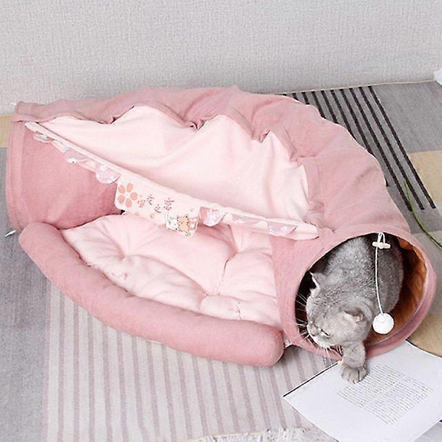 Casa dobrável Cat Bed House Interactive Cat Tunnel Toy Drill Pipe Channel Shell Tube Kitten Cave com bolas Almofada Acessórios para gatos.