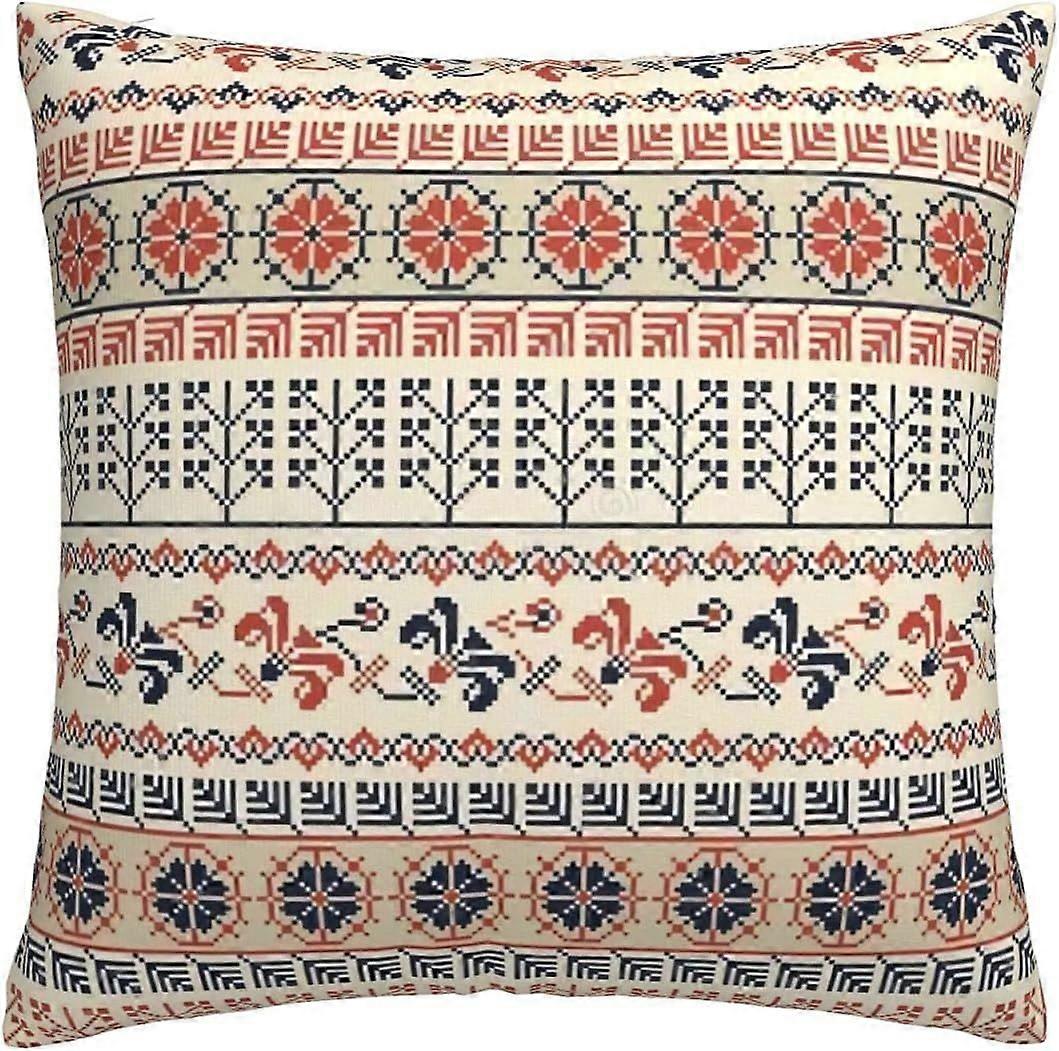 n631デザインの伝統的なパレスチナのクッションカバー45 x 45 cmの正方形のスロー枕カバー、目に見えないジッパー付きソファ寝室用18 x 18インチセット-
