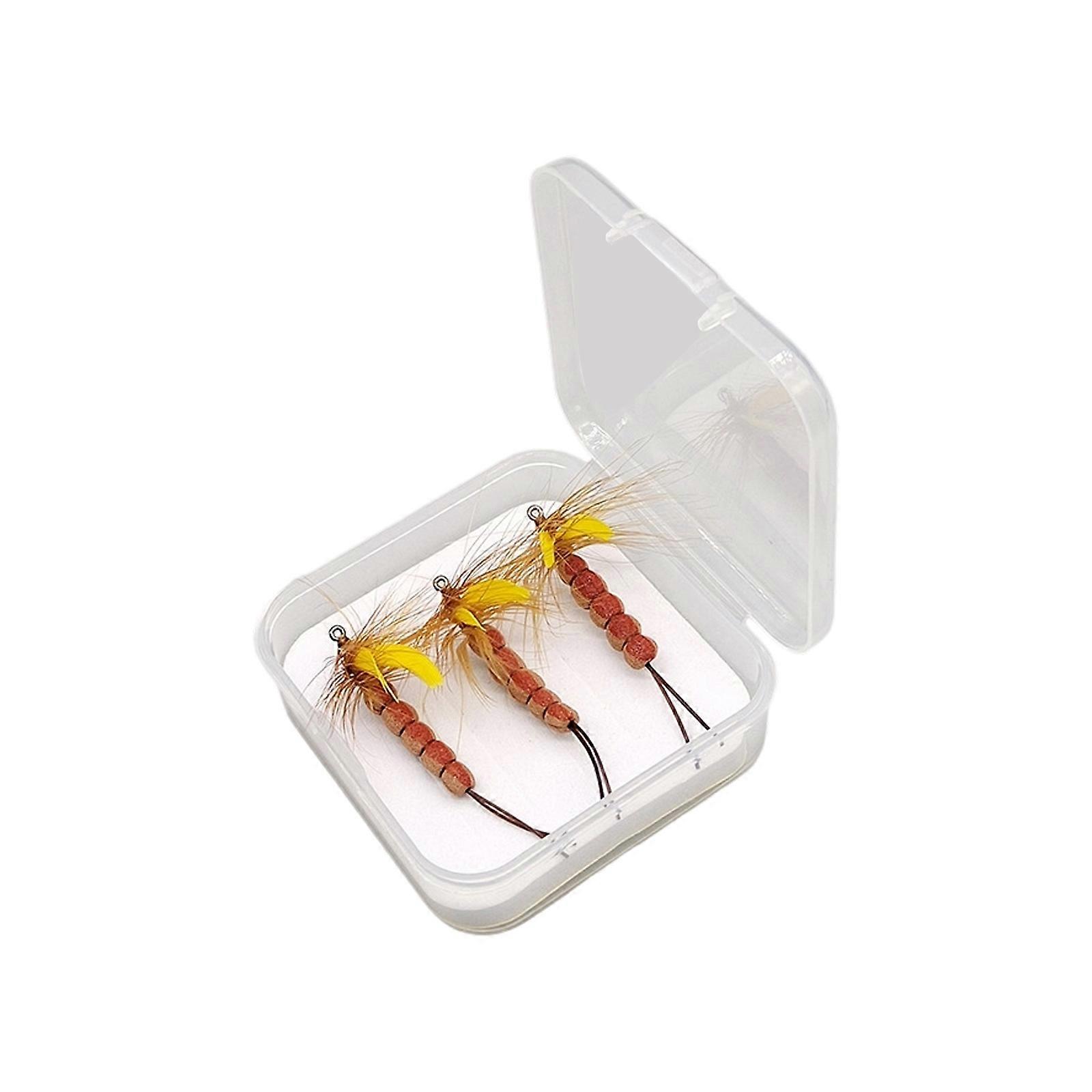 1/3 Stück Trockenfliegenfischen Oberflächenköder, künstliche Angelköder, Lockköder, Fliegenfischen Oberflächenköder mit Haken, braun, 3 Stück