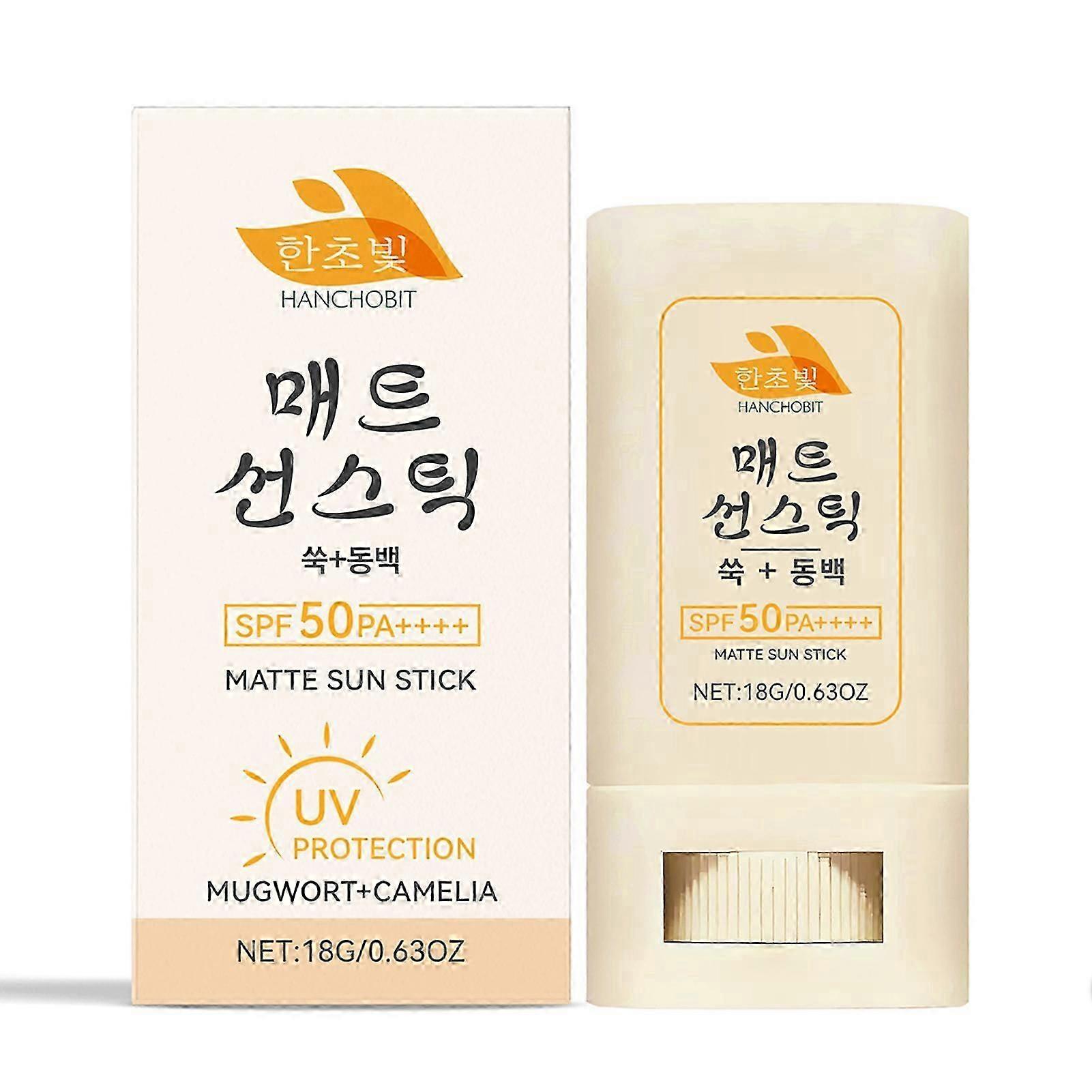 Matte Sun Stick SPF50+ Mugwort & Camelia Refreshing Moisturizing Facial Sunscreen for All Skin Types