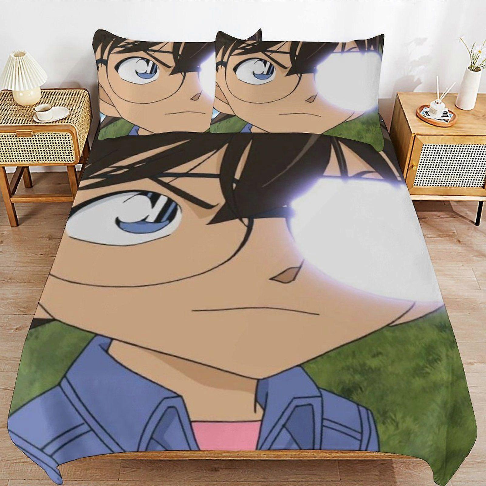 T90 Conan Edogawa Soft Sleep Safe Threaded Build Machine Ready Closure Duvet Cover Sets for Bedroom V90