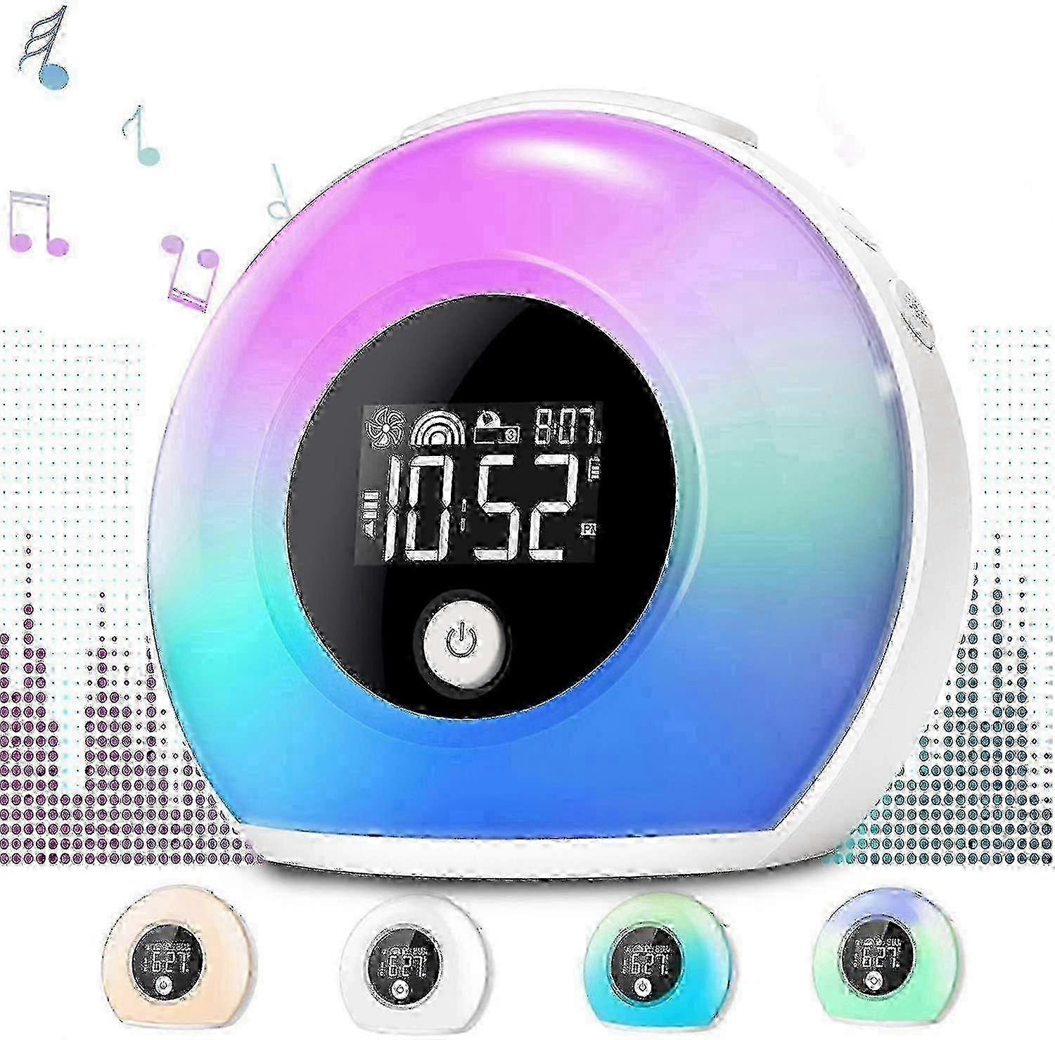 Uplayteck Kids Alarm Clock with Bluetooth Speaker and 4 Brightness Levels for Nighttime Wake-Up