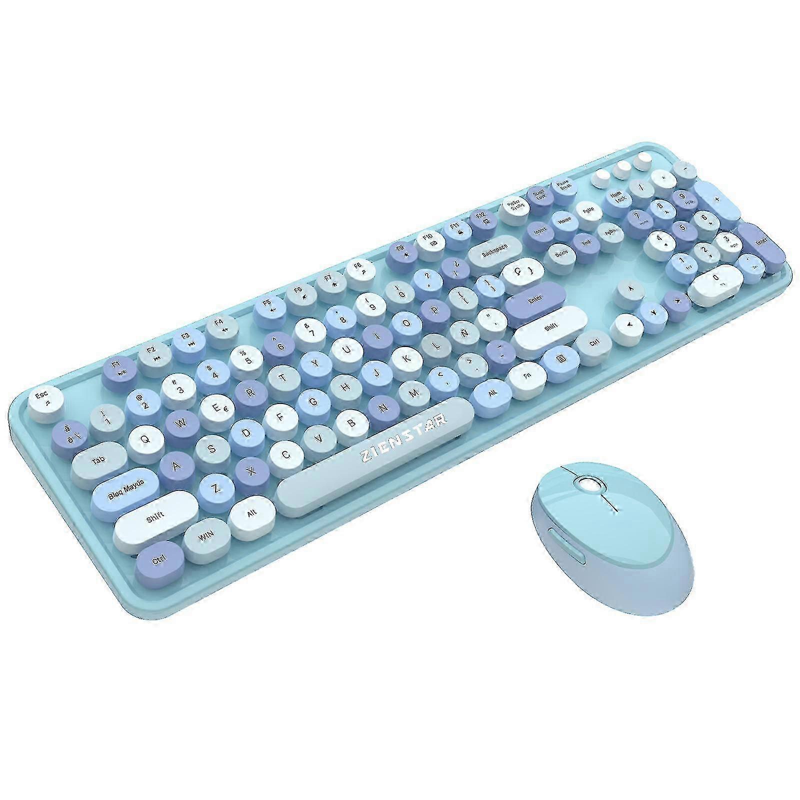 Combo clavier et souris sans fil multicolore rétro de lettres espagnoles