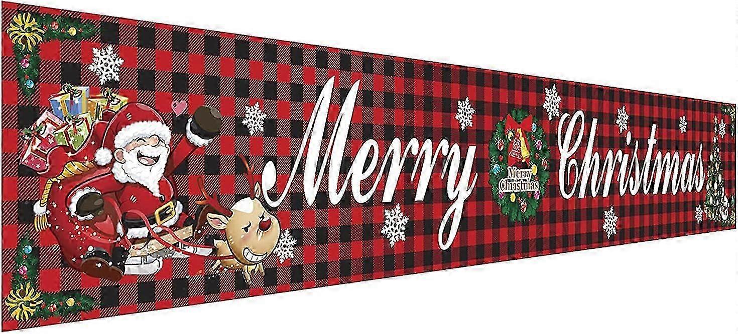 Red Christmas Sign with Snowman - Large Merry Christmas Banner - Indoor and Outdoor Decoration
