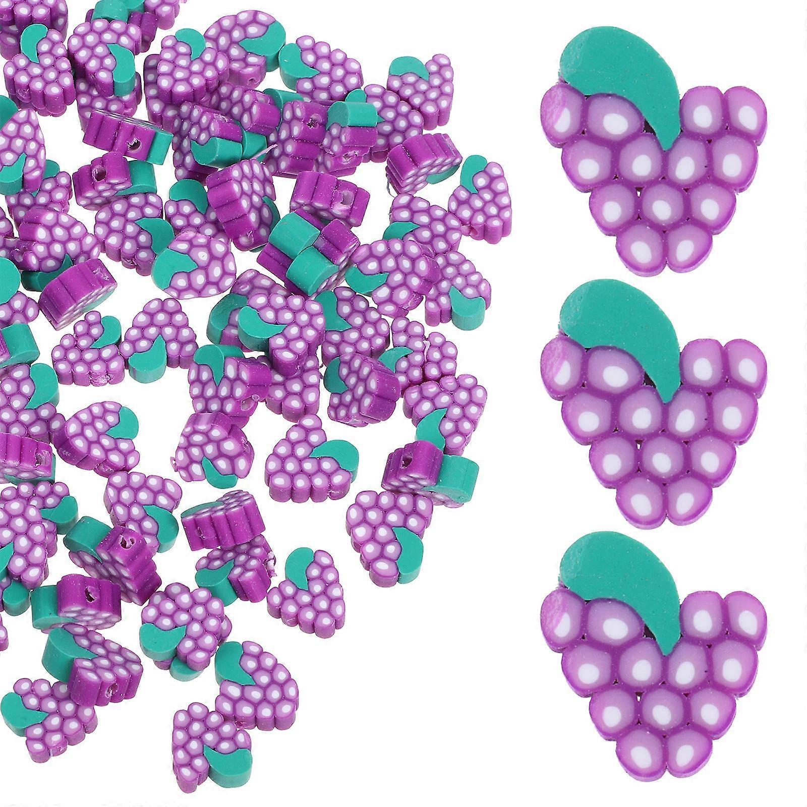 Polymer Clay Beads Grape Fruit Charms for Jewelry Making 100Pcs
