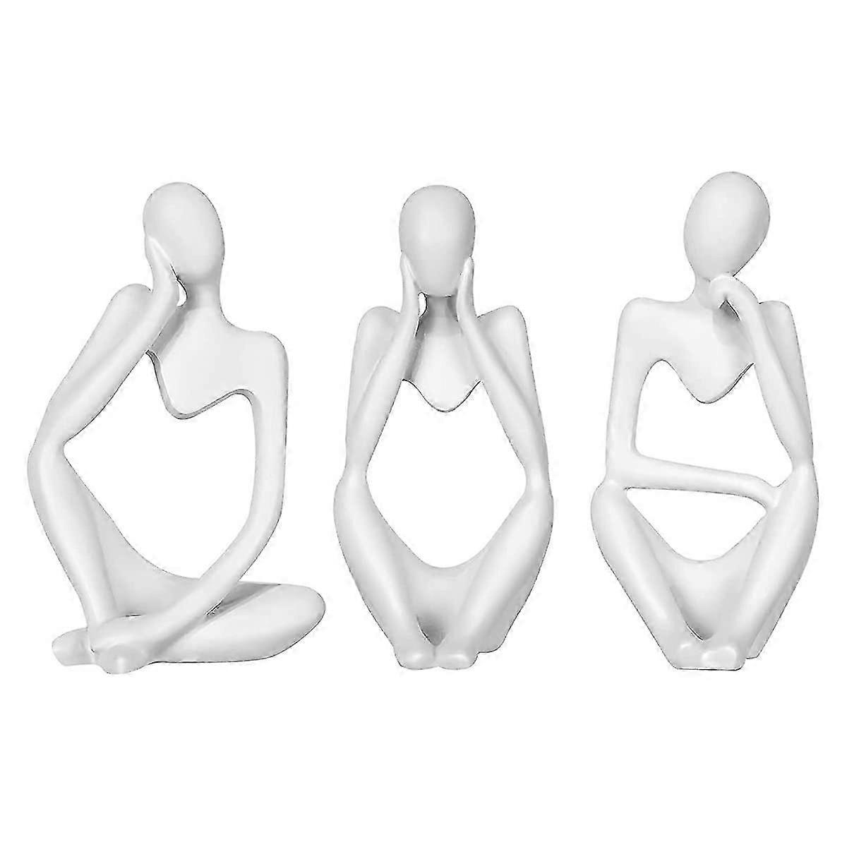 Nordic Thinker Statue Abstract Thinker Sculpture 3pcs Resin Thinker Figurine