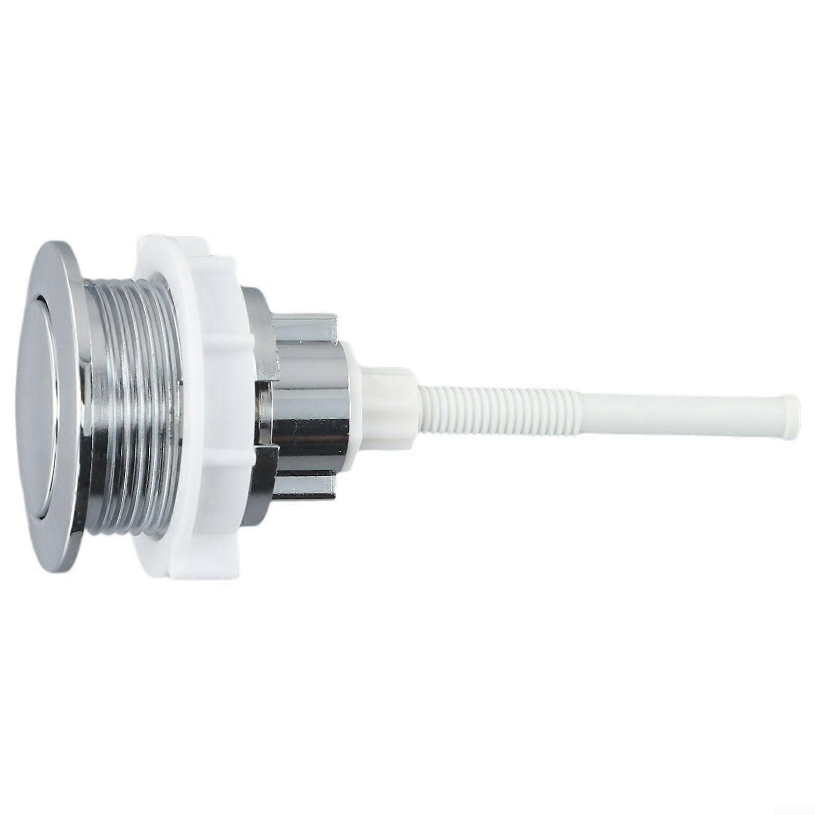 ABS Toilet Flush Button Single Push Cistern Replacement Rustproof Silver for Bathroom WC Tank