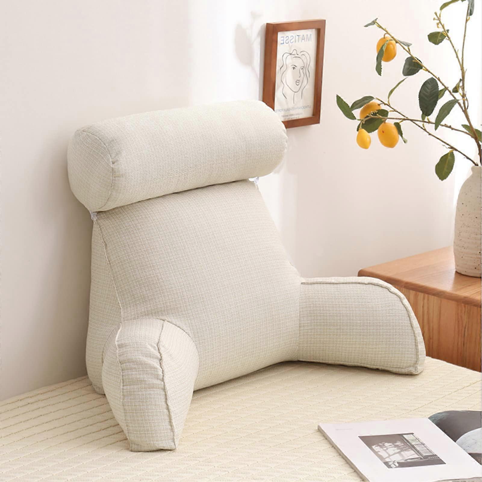 Reading Pillow with Armrests, Large Backrest Cushion for Bed and Couch, Removable Cover for Comfort