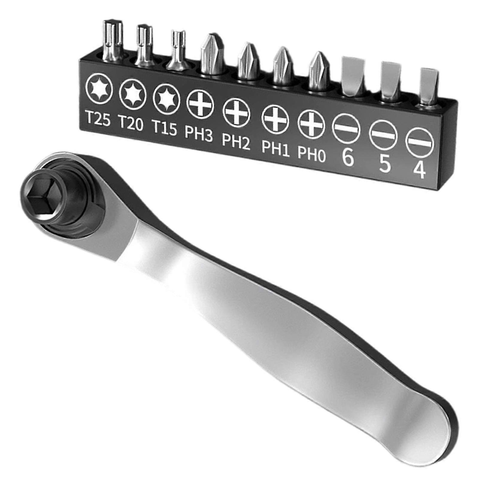 1/4" Drive Ratchet Handle Offset Ratcheting Screwdrive Spanner Design Ergonomic Handle Automotive Maintenance Multicolor