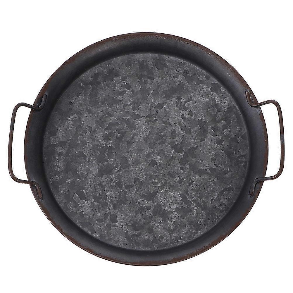 Eease 1Pc Round Farmhouse Serving Tray with Handles for Coffee Table Home Decor