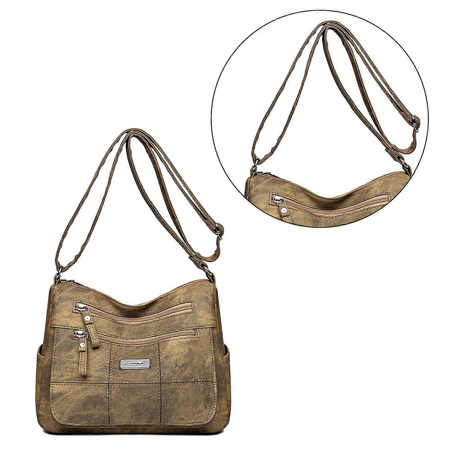 حقيبة كتف عصرية للأمهات للنساء حقائب كروس بودي خفيفة الوزن وواسعة مع جيوب متعددة أصفر