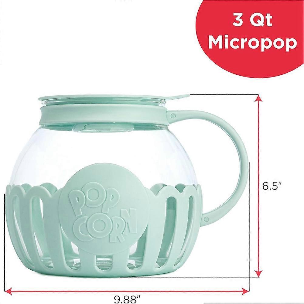 Microwave Popcorn Popper with Temperature Safe Glass, Lid Measures Kernels and Melts Butter, Dishwasher Safe