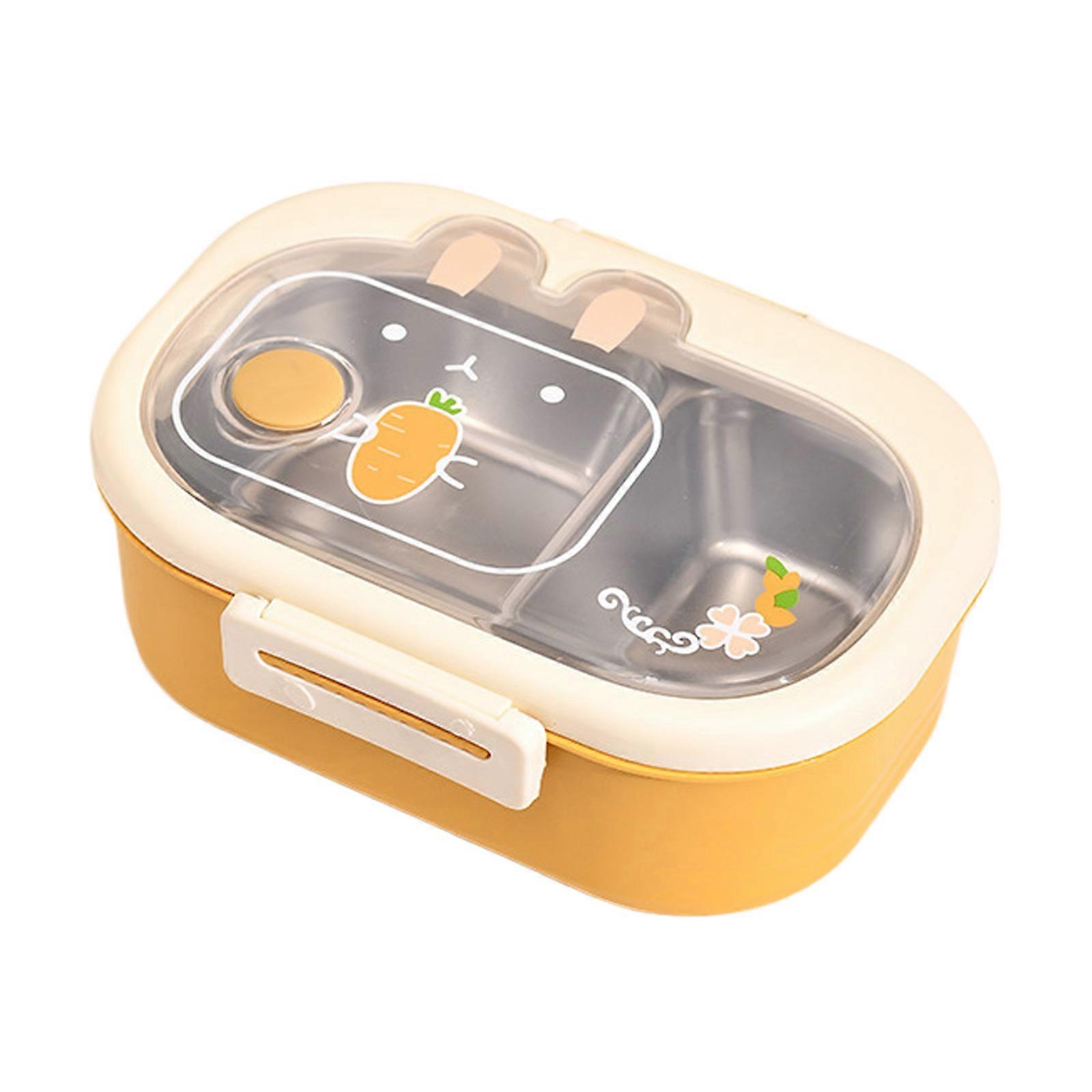 Food Container for Kids Secure Closures Bentos Box Practical Lunch Storage Box Stainlesss Steel Snacks Container  Yellow