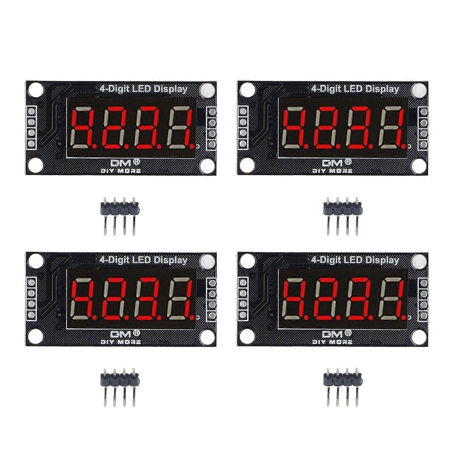 4 Sets Digital Tube Display Module LED 4 Digit 7 Segment 0.36in TM1637 Drive Chip Red MRA110B