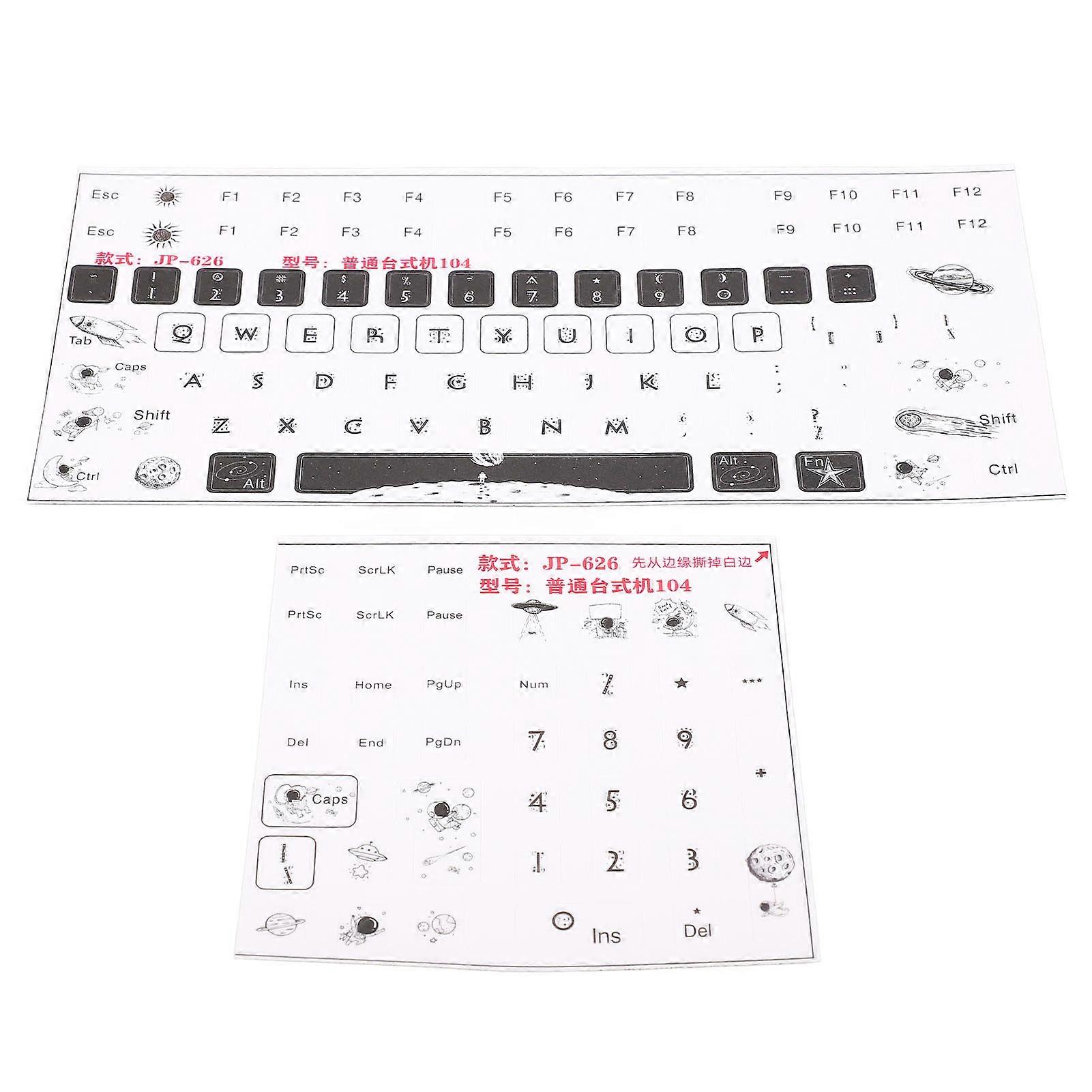 2 Pcs Keyboard Stickers Universal Desktop Computer Mechanical Gaming Replacement Keyboard Keycap Matte Stickers