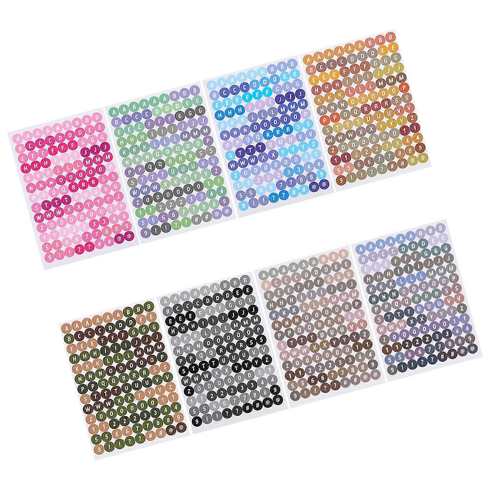 8 Sheets Tear Proof Round Digits Paper Sticker Quick Stick Design Bright Round Labels For Kids Adults Organization Use Multicolor