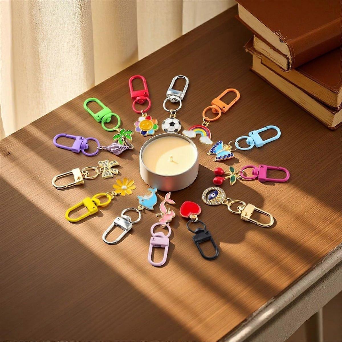 60pcs Keychain Clip Colorful Metal Keychain Clasps Swivel Snap Lobster Claw Clasps for Craft Bag Cha