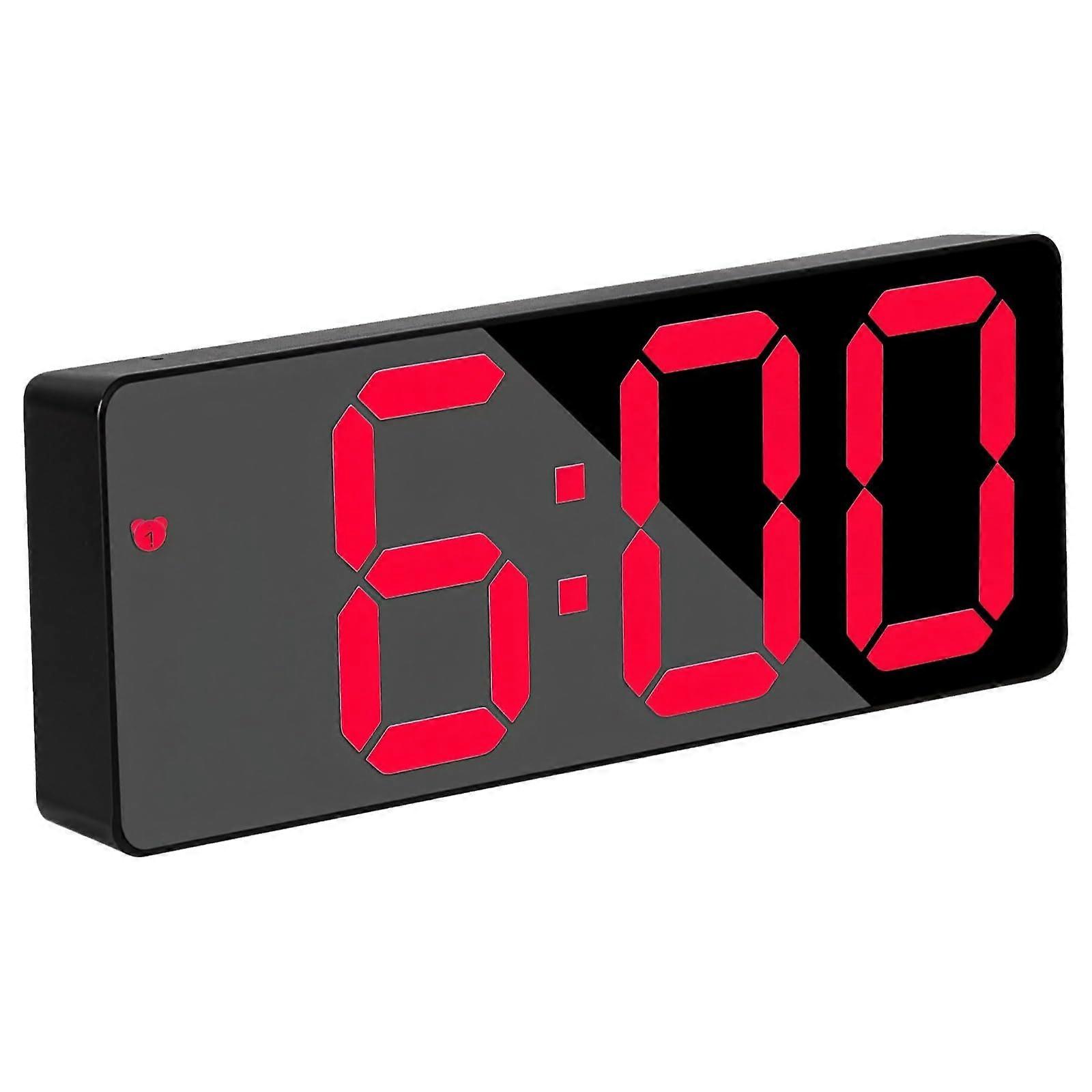 LED Digital Alarm Clock with Large Mirror Display, Battery or Plugin for Home and Office Ref: 8049