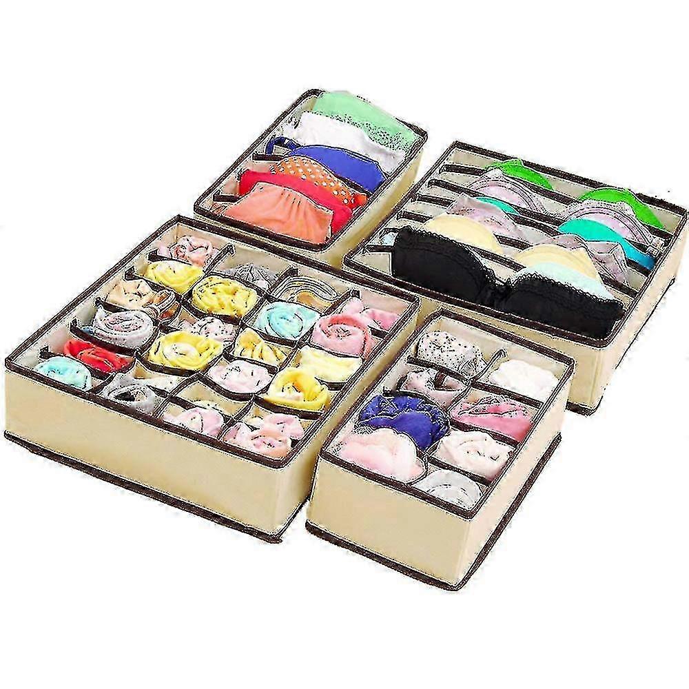 4 Pack Foldable Drawer Organizers For Underwear Socks