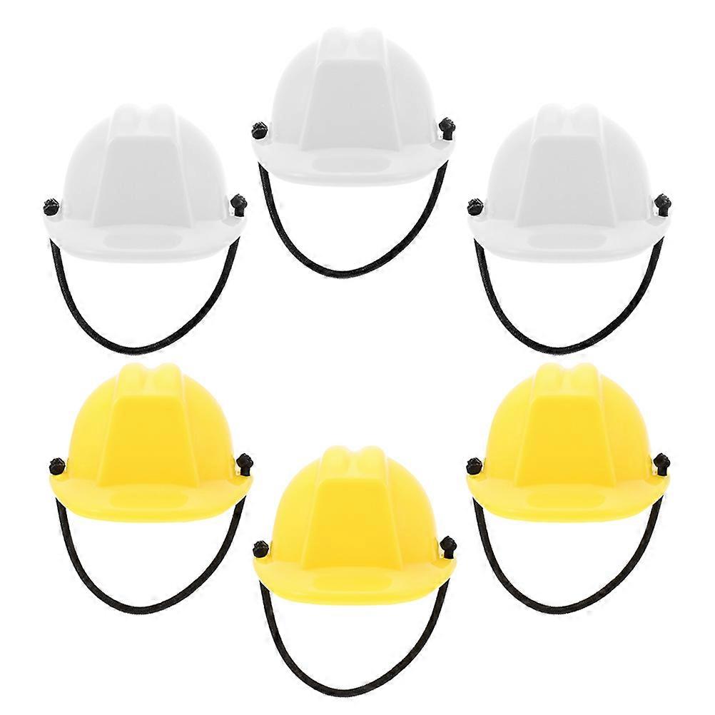 6pcs Mini Construction Safety Doll Hat Model Decor