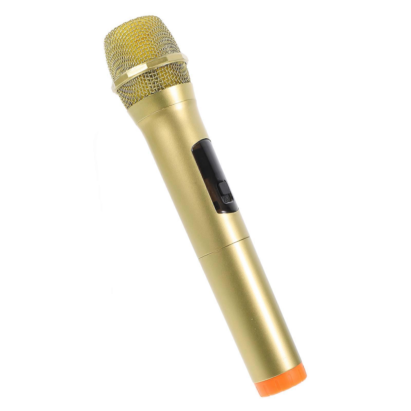 Simulation Microphone Prop Play Microphone for Stage Shows Abs Golden Material Includes 1Set