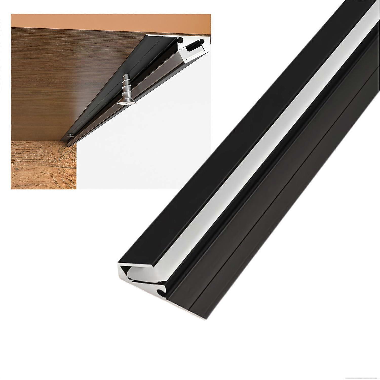 5Pack Black Surface Mounted LED Aluminum Profile 100cm, 45° Beveled Channel for Cabinet and Shelf Lighting