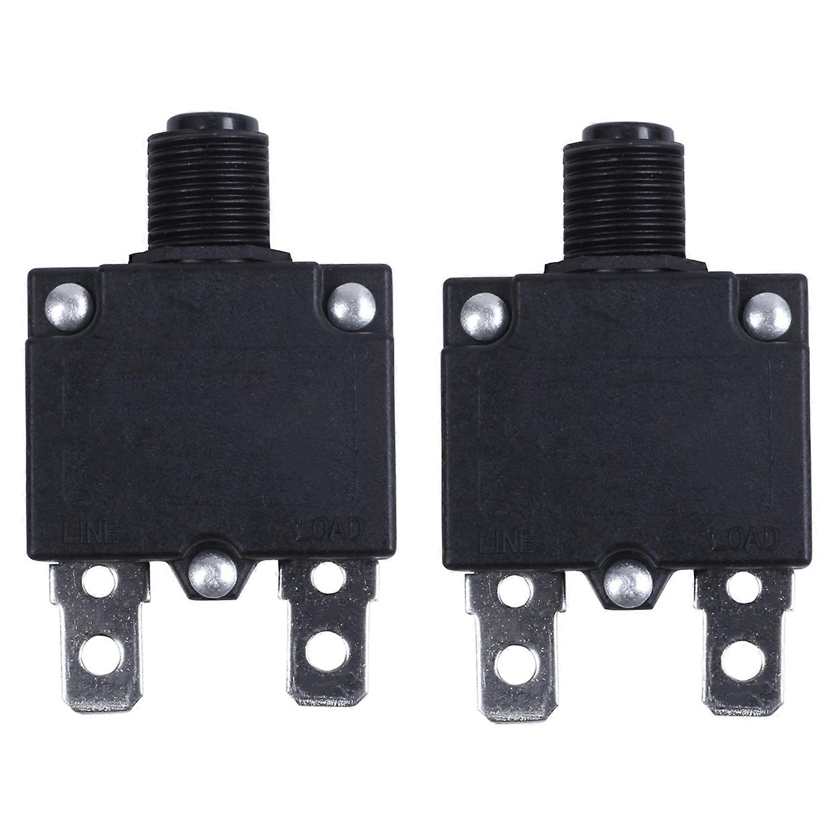 2X AC 125/250V 10A Circuit Breaker Thermal Overload Protector Black