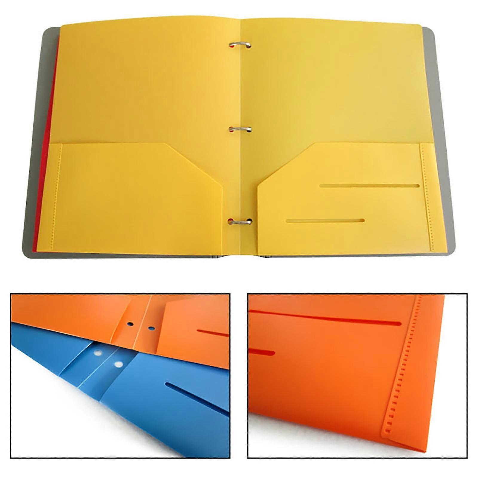 Witspace Multicolor 3-Hole Plastic Folders with 2 Pockets & Card Slot, Compatible with School, Home, Work Use, 2Pcs