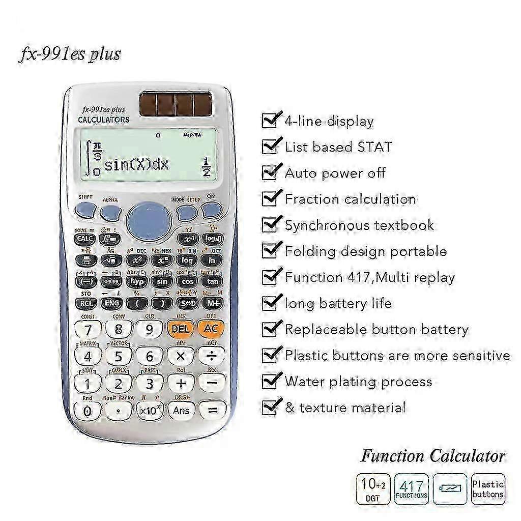 For FX-991ES Plus 1st Edit Functional Scientific 10+2Digit Calculator Student 25-26