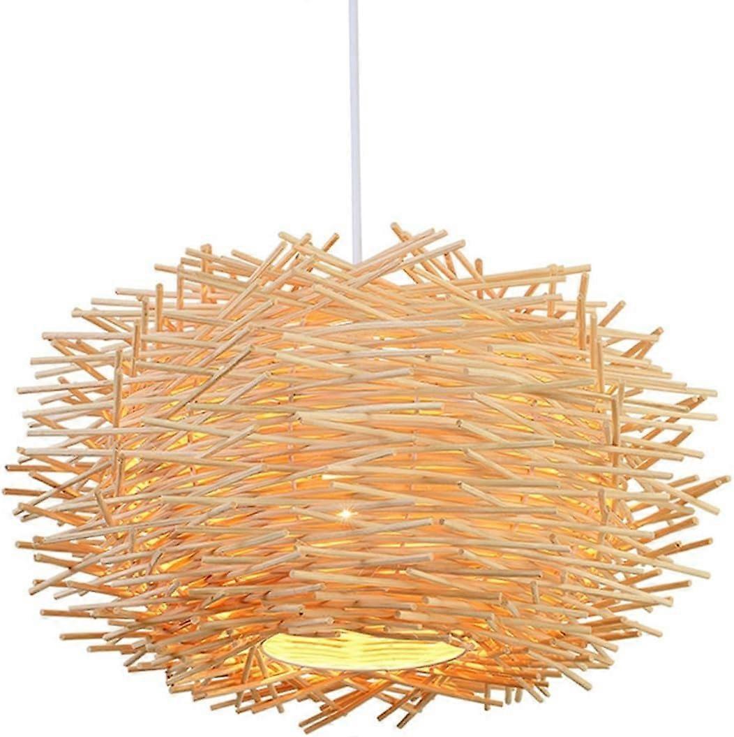 Rattan Pendant Light Handwoven Natural Design with Adjustable Height E27 for Dining Room