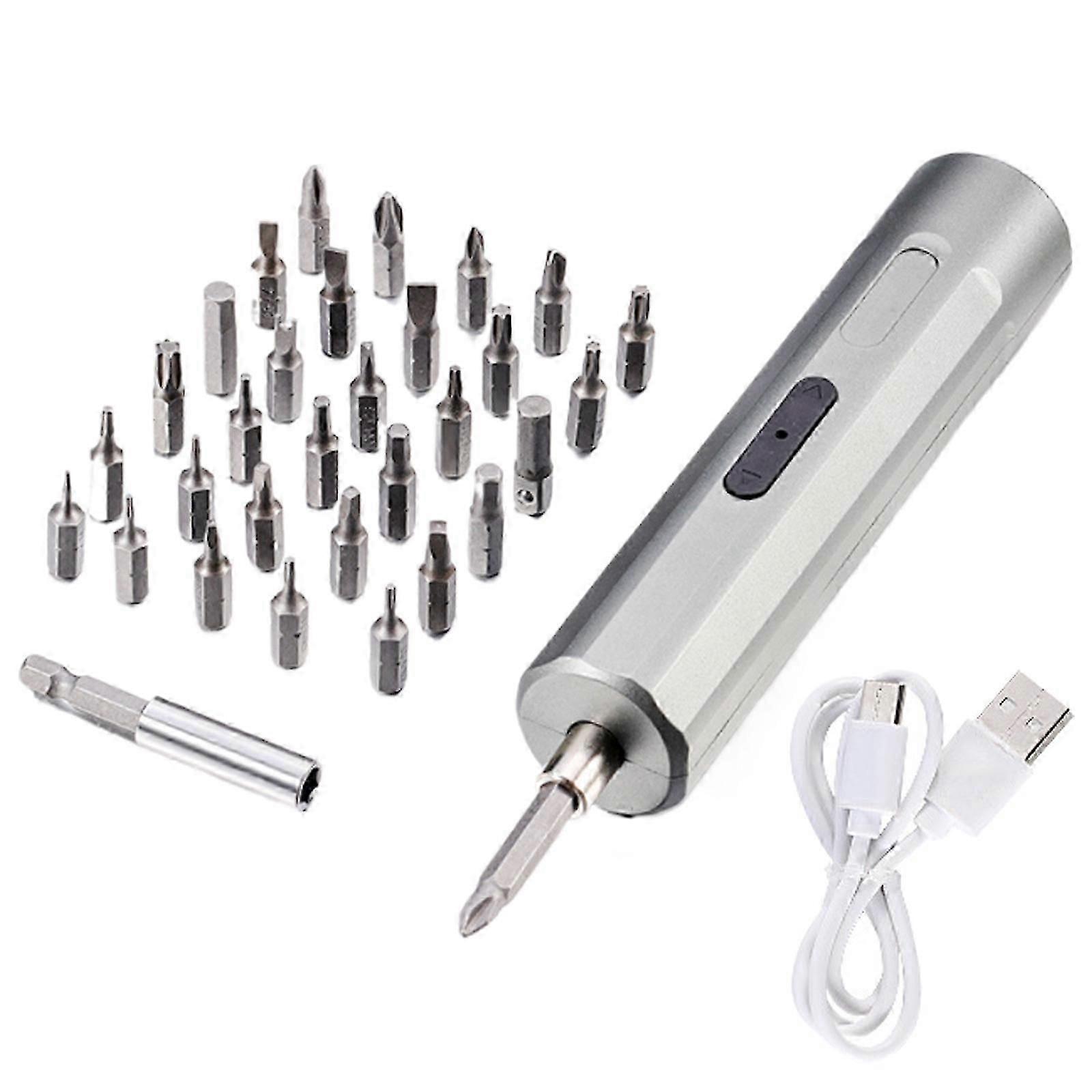 34 in 1 Cordless Electric Screwdriver Set 3Nm 3.7V Cordless with Steel Bit and 2000mAh Rechargeable Battery Type C Port