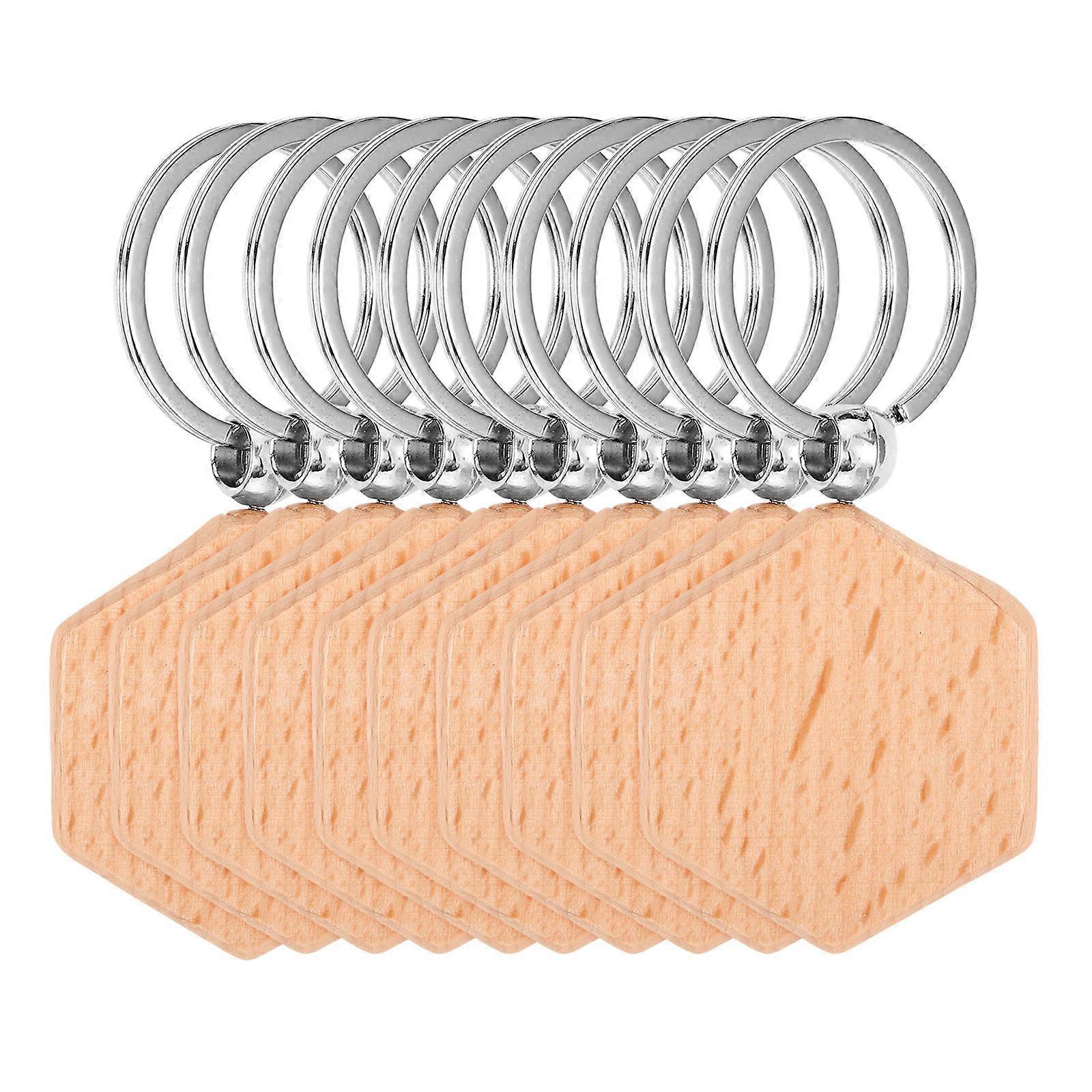 Wood Keychain Hexagon Blanks for Holding Keys 30Pcs Crafts Set