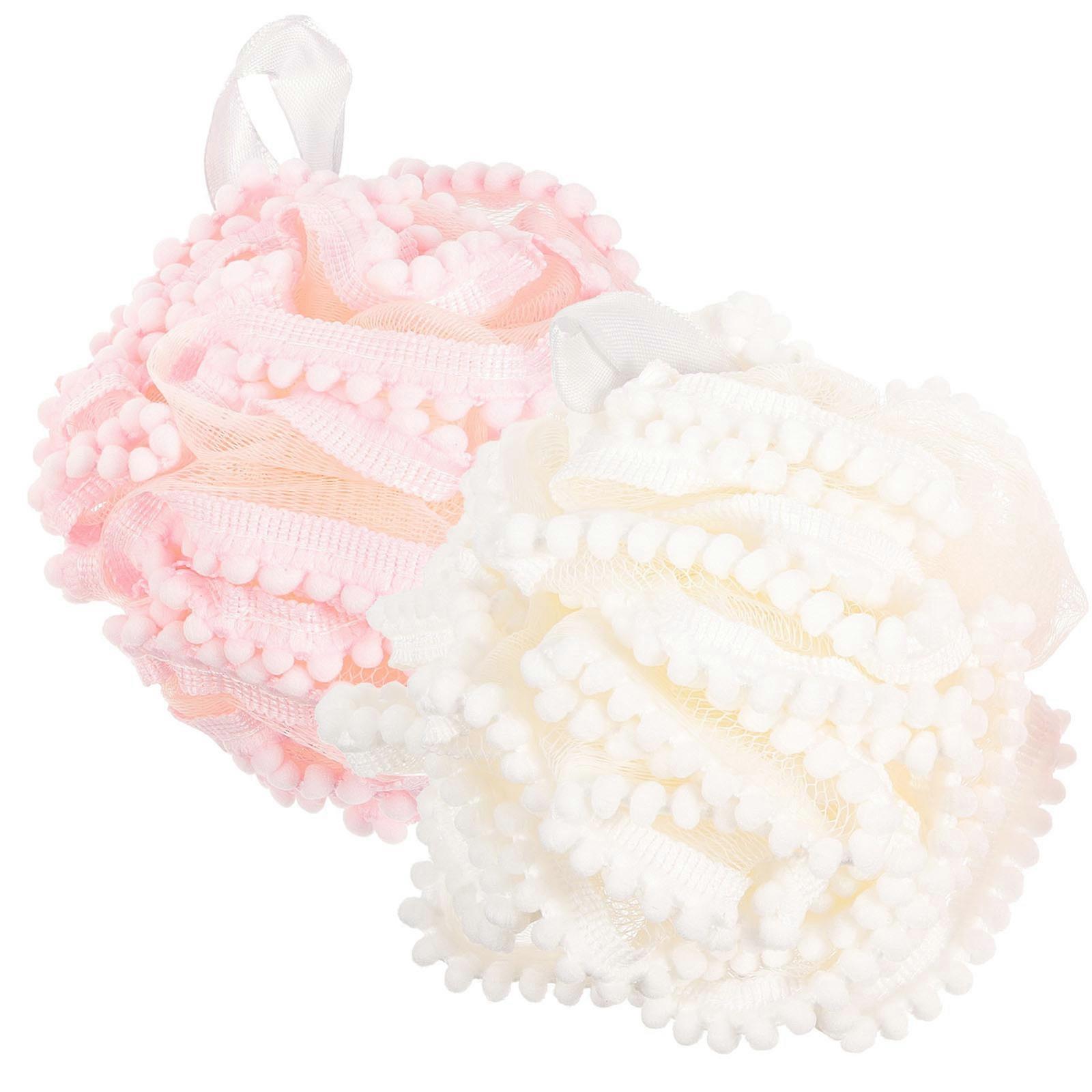 Bath Scrubber Shower Ball for Body 2Pcs Assorted Color Bathing Balls