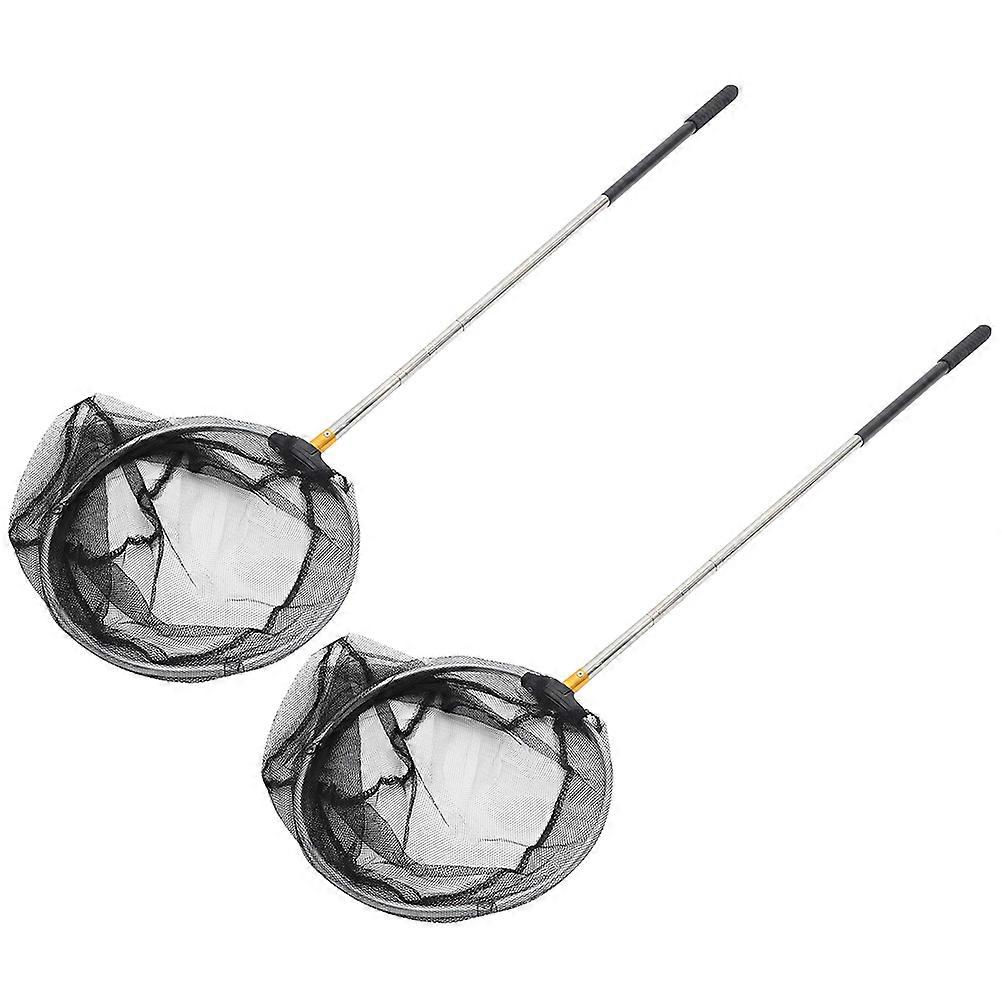 Fishing Landing Net Retractable Pole Stainless Steel 2Pcs Portable Fish Net