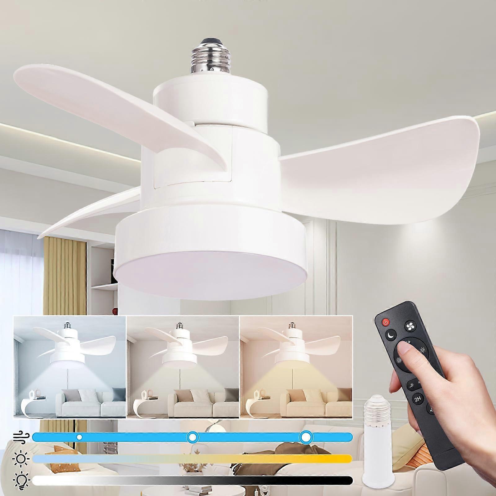 E26 Ceiling Fan Light with Remote, 14in Dimmable LED, Adjustable Color Temp, Quiet Bedroom Use