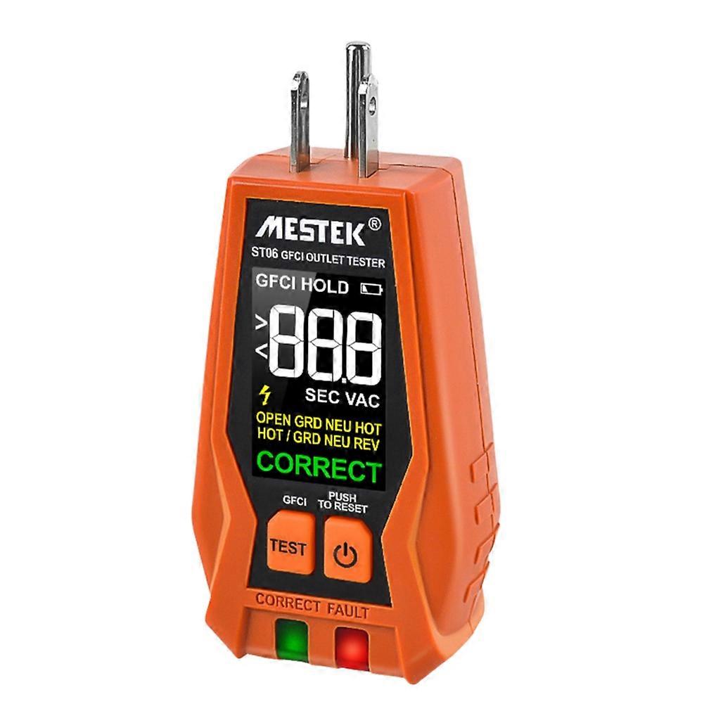 MESTEK Outlet Tester with GFCI - Electrical Receptacle Tester with LCD Digital Display, Outlet Socket Checker US Plug