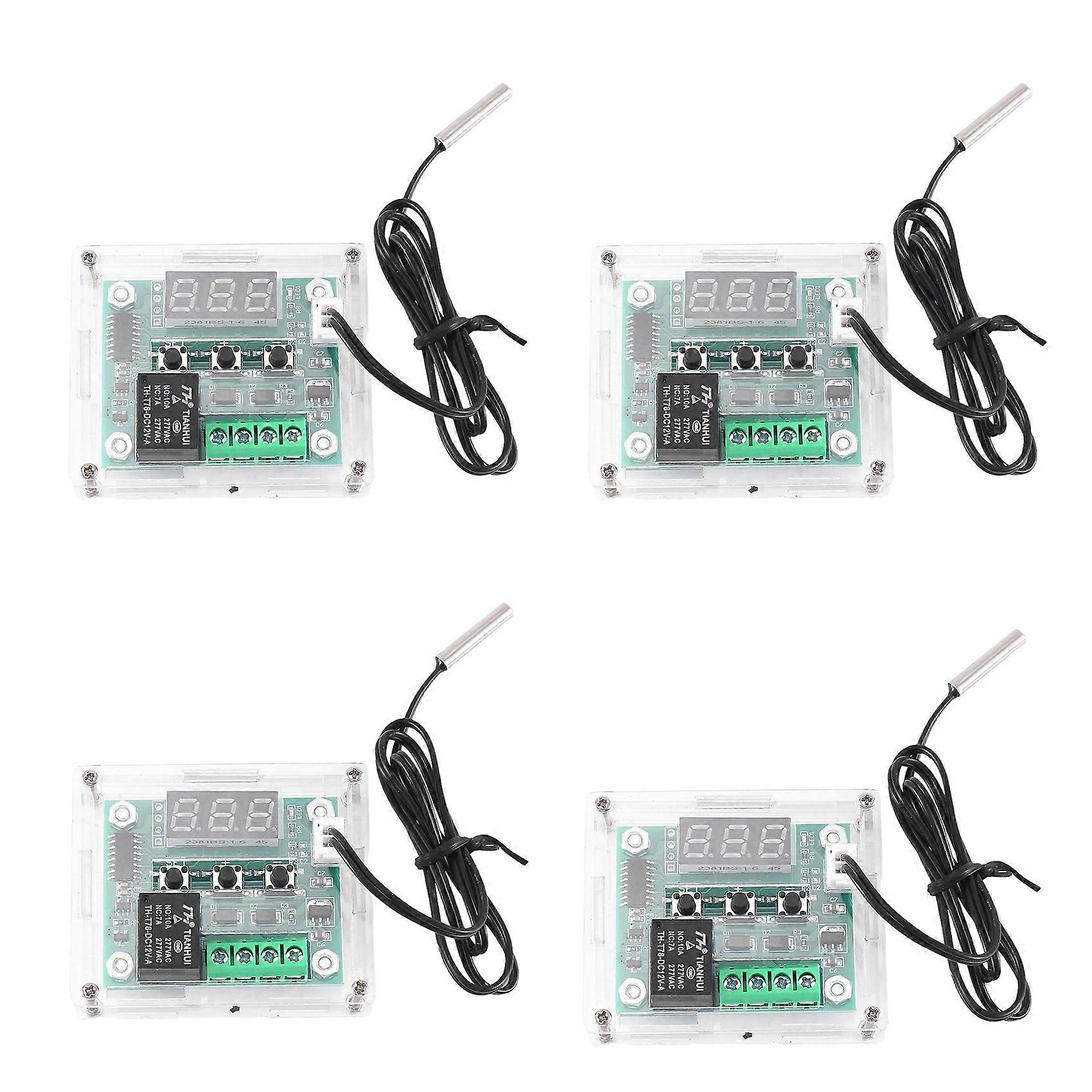 4X W1209 DC 12V Thermostat Temperature Control Switch Thermometer Controller with Digital LED Display with Case