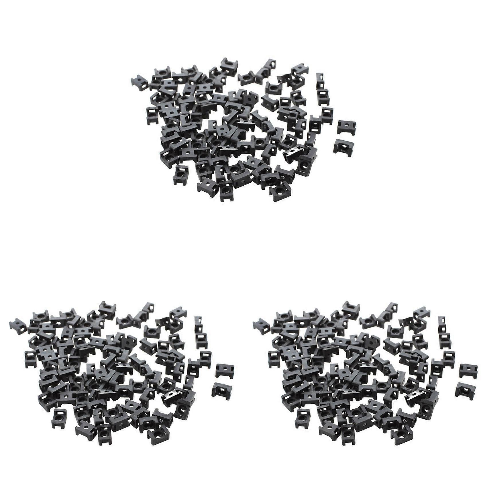 Black 4.5mm Width Cable Tie Base Saddle Type Mount Wire Holder 300Pcs