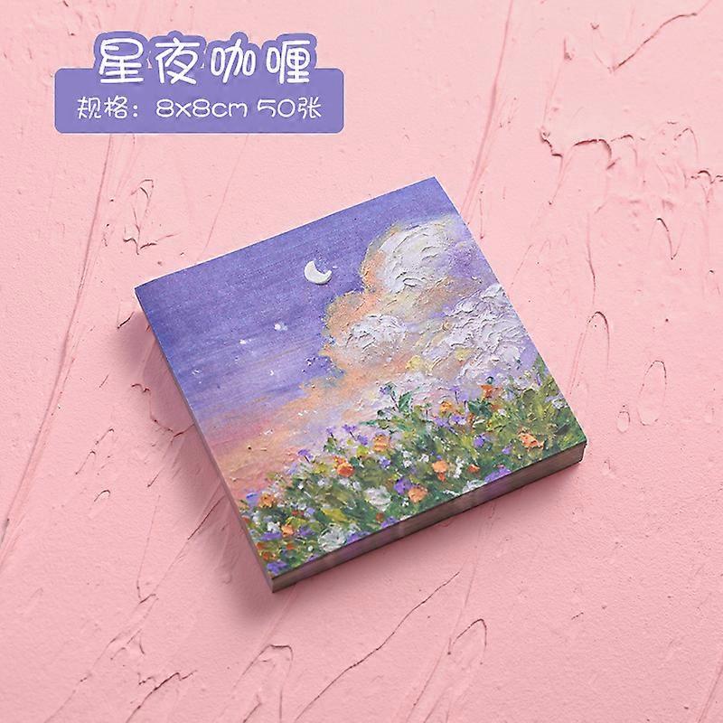 50Pcs Landscape Flowert Sticky Notes with Scrapes Stickers Sticky Simple High-value Note Pad Paper for Student Office Stationery