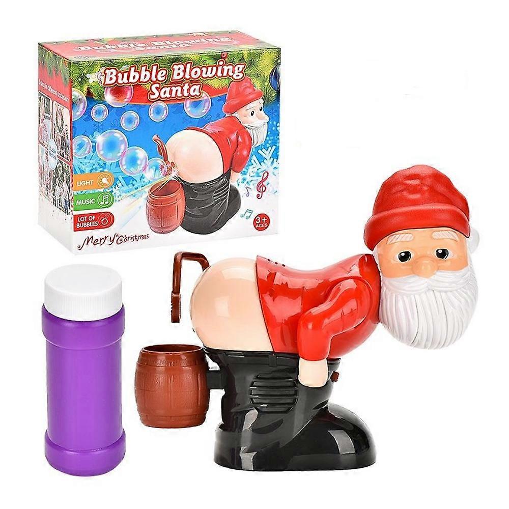 Christmas Automatic Bubble Machine With Lights Music Funny Santa Claus Bubble Toys 60ml Bubble Solution