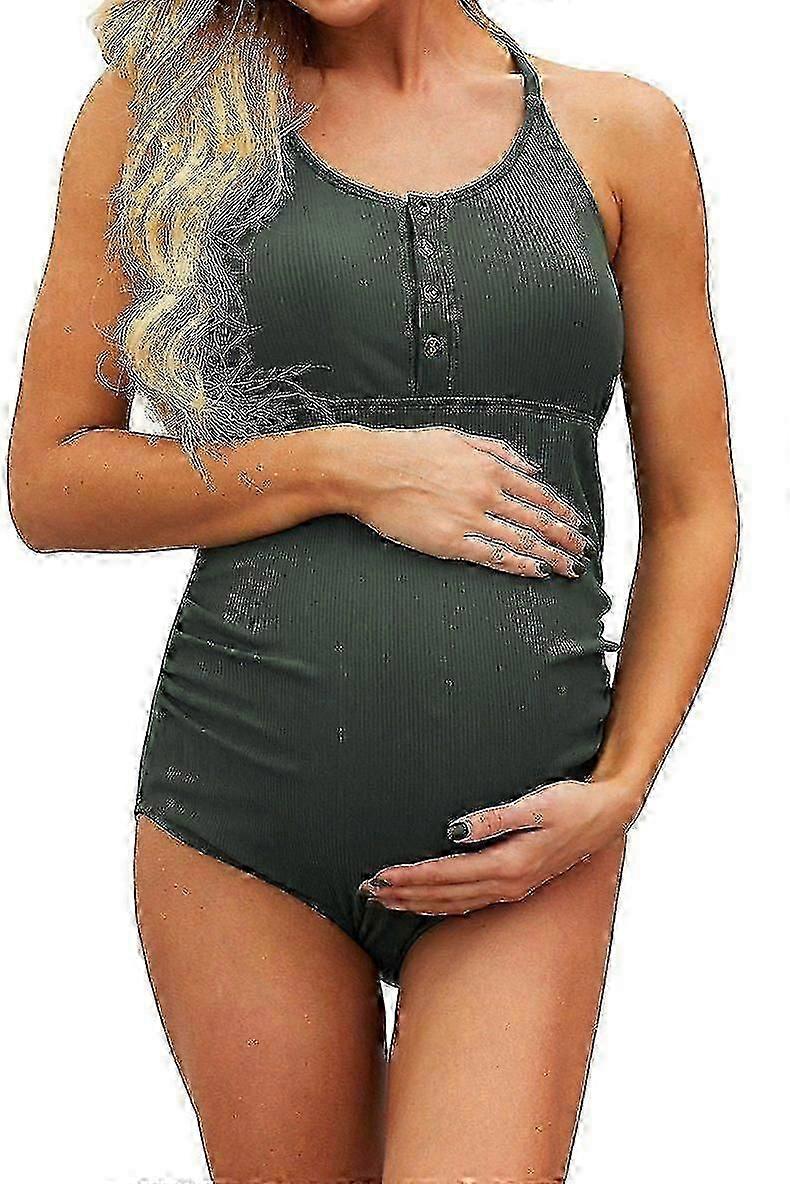 Kvinder Maternity Badetøj Gravid One Piece Badedragt Solid Bikinis