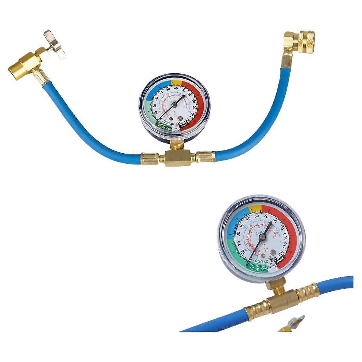 AC Recharge Kit R134A Refrigerant Hose with Accurate Gauge for Car Air Conditioning Refill