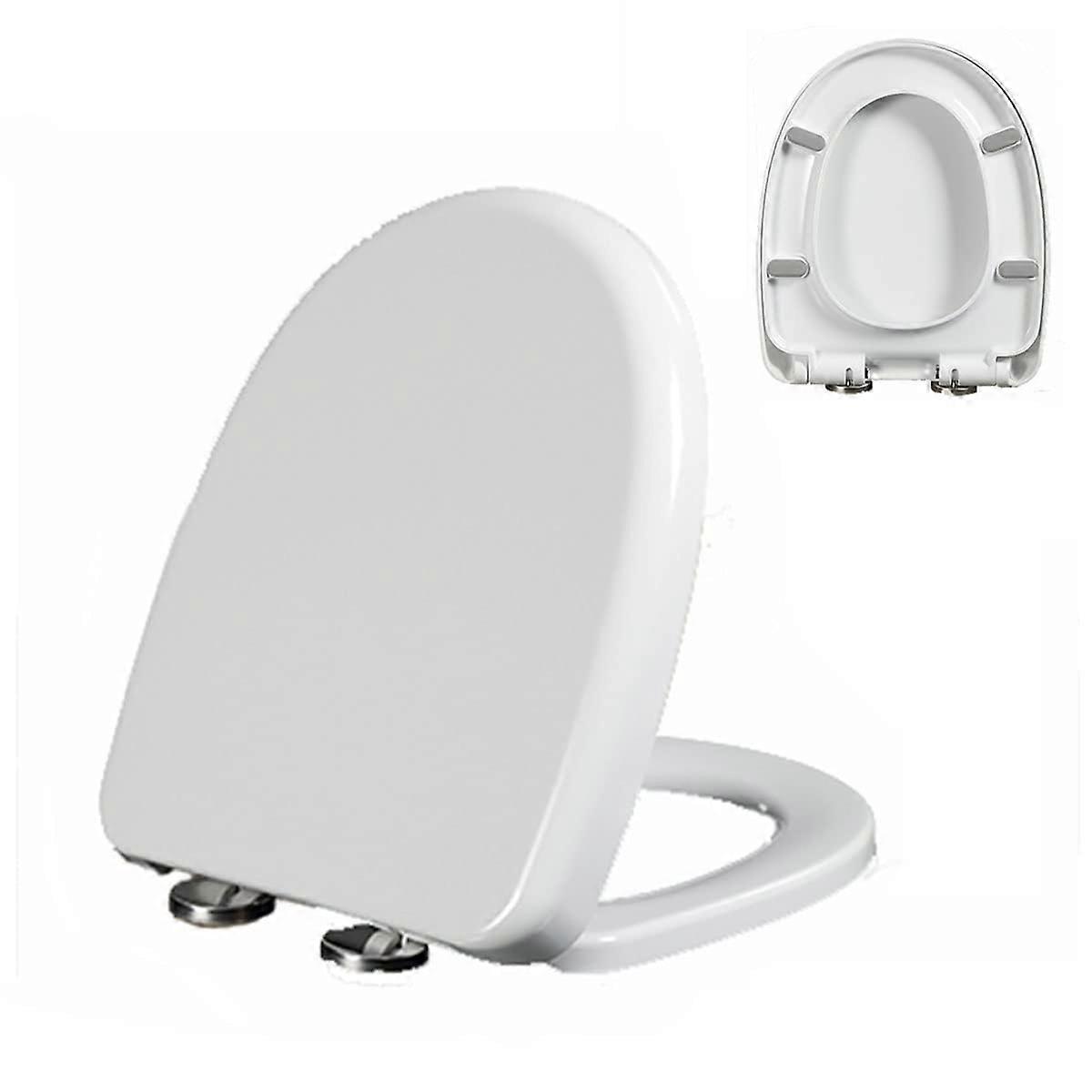 D Shaped Soft Close Toilet Seat White PP Scratch Resistant Quick Release 360° Adjustable Hinge