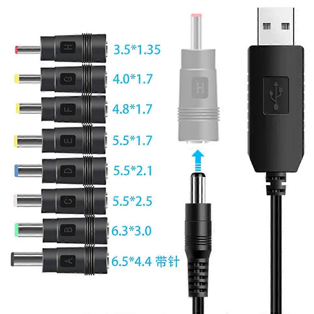 USB to DC 5V/9V/12V Step Up Converter Cable Multi-Function Voltage Conversion Cord with 8 Adapter Pl