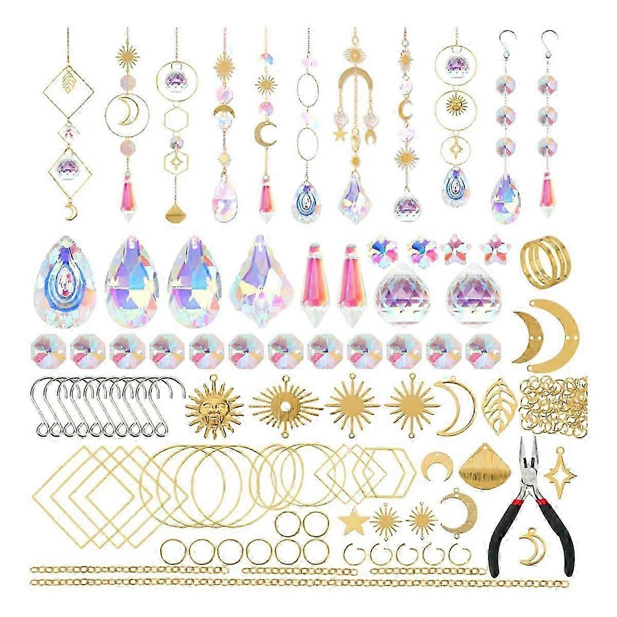 200PCS Gold Crystal Sun Catcher DIY Hanging Kit
