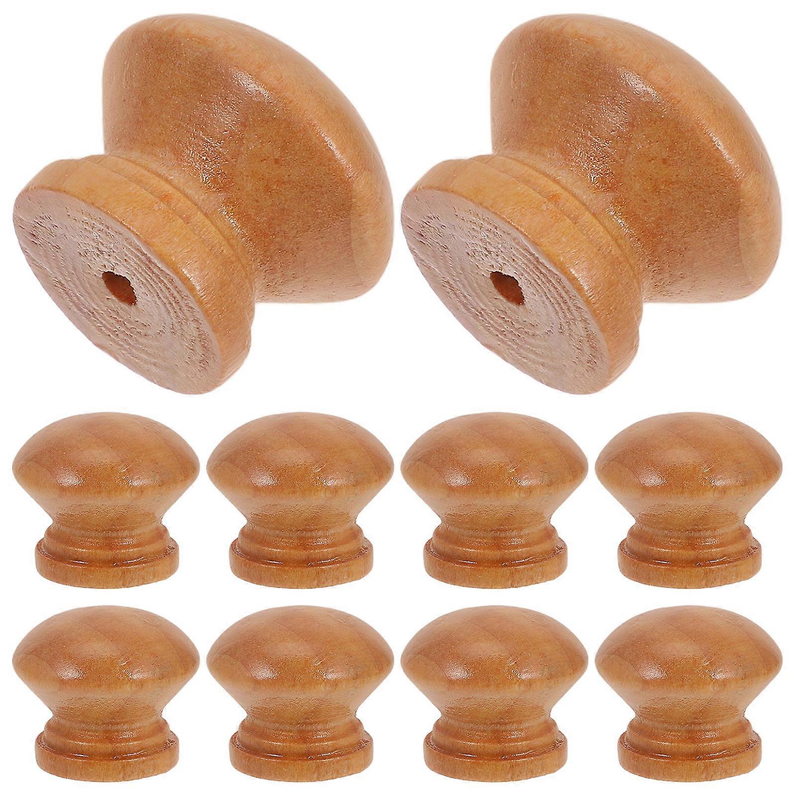 Wood Drawer Knobs Mushroom Style for Drawer 20Pcs Solid Wood Handles Light Yellow